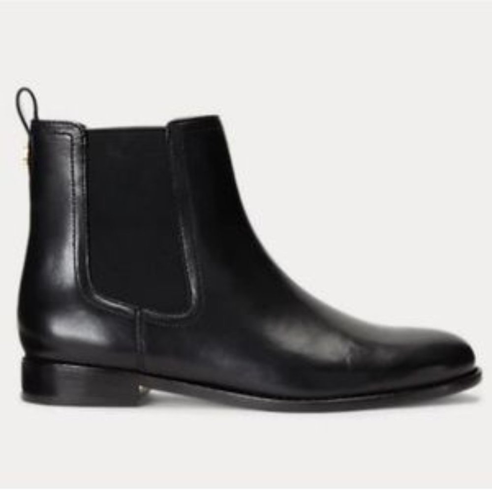 Lauren Ralph Lauren Brylee Burnished Black Leather Ankle Booties Women’s Size 9